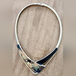 Vintage Gold Tone & Enamel Choker Necklace